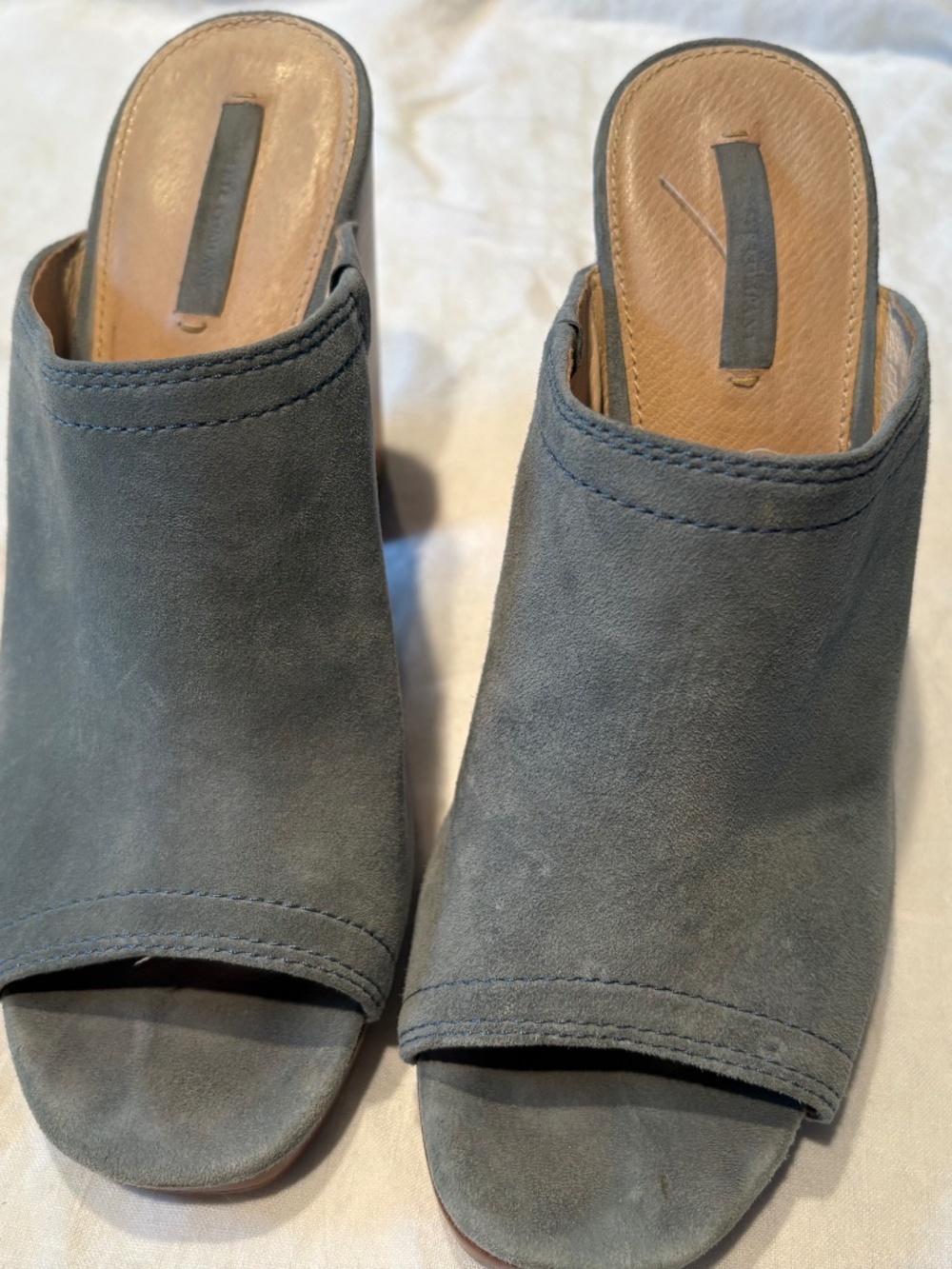 Frye Karissa Mules - Baby Blue Suede